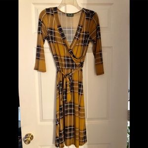 Maude Mustard Plaid Midi Wrap Dress!!!